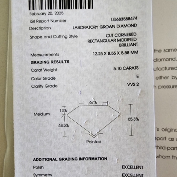 9.02 Total CT Lab Grown Platinum Engagement Ring  IGI Size 6 - Picture 13 of 16